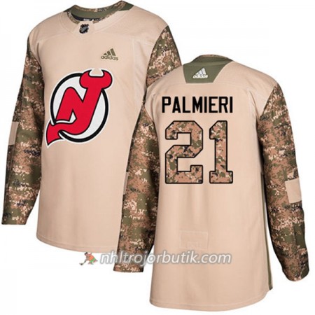 Män Ishockey New Jersey Devils Tröja Kyle Palmieri 21 Adidas 2017-2018 Camo Veterans Day Practice Authentic